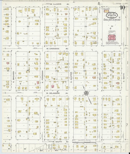 Sanborn Fire Insurance Map from Vinita, Craig County, Oklahoma (1916), Sheet #0010 - Complete Map Set gallery image, historic Sanborn map, vintage wall art, Oklahoma Oklahoma