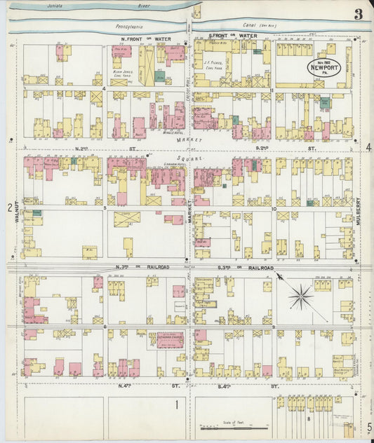 Sanborn Fire Insurance Map from Newport, Perry County, Pennsylvania (1902), Sheet #0003 - Historic Sanborn Fire Insurance Map Print, vintage old map wall art, antique decor, genealogy gift, Pennsylvania Pennsylvania map