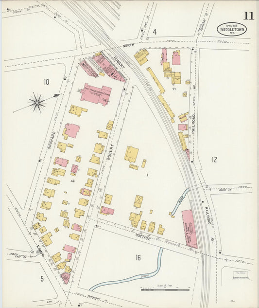 Sanborn Fire Insurance Map from Middletown, Orange County, New York (1904), Sheet #0011 - Historic Sanborn Fire Insurance Map Print, vintage old map wall art, antique decor, genealogy gift, New York New York map