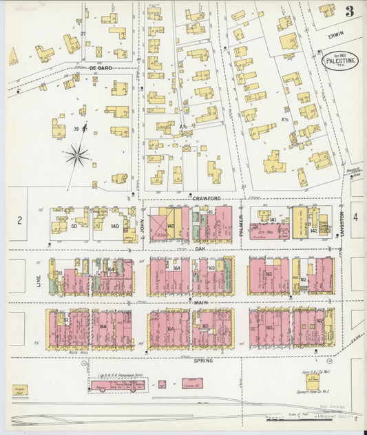 Sanborn Fire Insurance Map from Palestine, Anderson County, Texas (1900), Sheet #0003 - Historic Sanborn Fire Insurance Map Print, vintage old map wall art, antique decor, genealogy gift, Texas Texas map