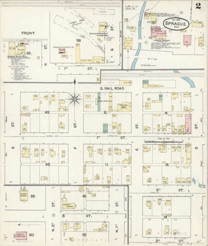 Sanborn Fire Insurance Map from Sprague, Lincoln County, Washington (1890), Sheet #0002 - Complete Map Set gallery image, historic Sanborn map, vintage wall art, Washington Washington
