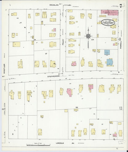 Sanborn Fire Insurance Map from Freeport, Stephenson County, Illinois (1910), Sheet #0007 - Complete Map Set gallery image, historic Sanborn map, vintage wall art, Illinois Illinois