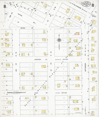 Sanborn Fire Insurance Map from Wadena, Wadena County, Minnesota (1924), Sheet #0008 - Complete Map Set gallery image, historic Sanborn map, vintage wall art, Minnesota Minnesota