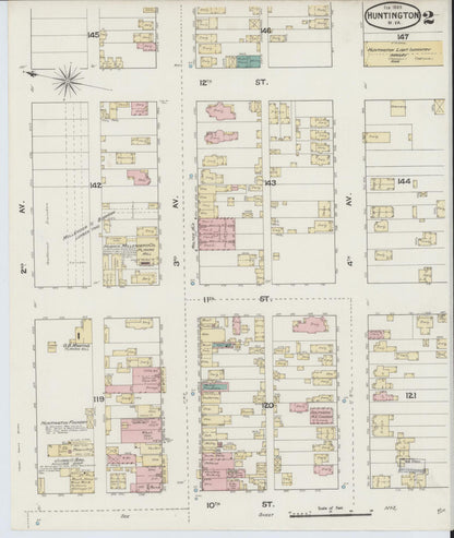 Sanborn Fire Insurance Map from Huntington, Cabell County, West Virginia (1889), Sheet #0002 - Complete Map Set gallery image, historic Sanborn map, vintage wall art, West Virginia West Virginia
