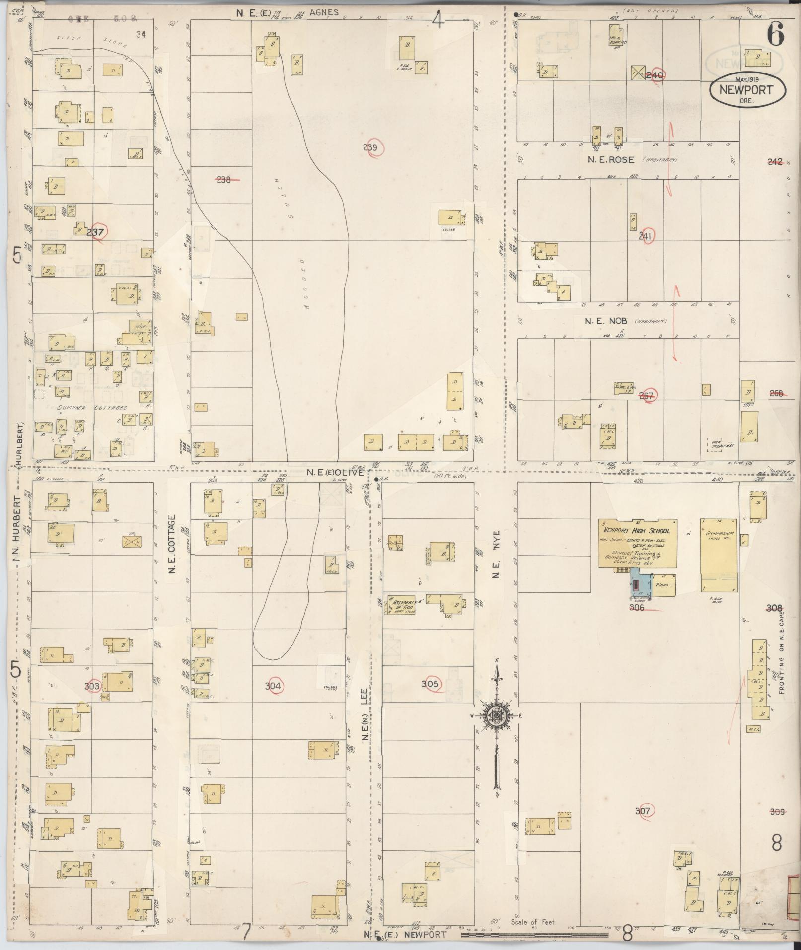 Sanborn Fire Insurance Map from Newport, Lincoln County, Oregon (1940), Sheet #0006 - Complete Map Set gallery image, historic Sanborn map, vintage wall art, Oregon Oregon