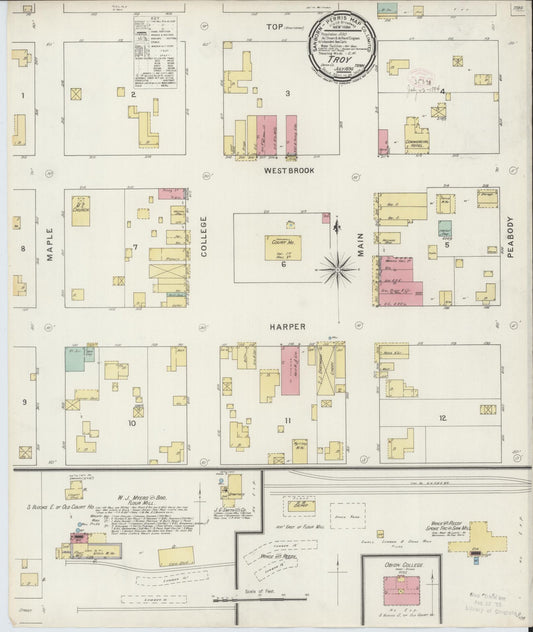 Sanborn Fire Insurance Map from Troy, Obion County, Tennessee (1894), Sheet #0001 - Historic Sanborn Fire Insurance Map Print, vintage old map wall art, antique decor, genealogy gift, Tennessee Tennessee map