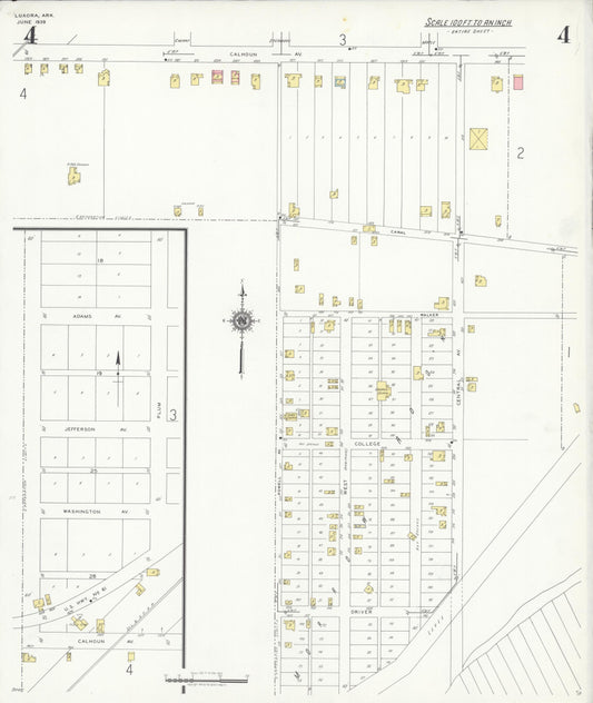 Sanborn Fire Insurance Map from Luxora, Mississippi County, Arkansas (1939), Sheet #0004 - Historic Sanborn Fire Insurance Map Print, vintage old map wall art, antique decor, genealogy gift, Luxora Mississippi map
