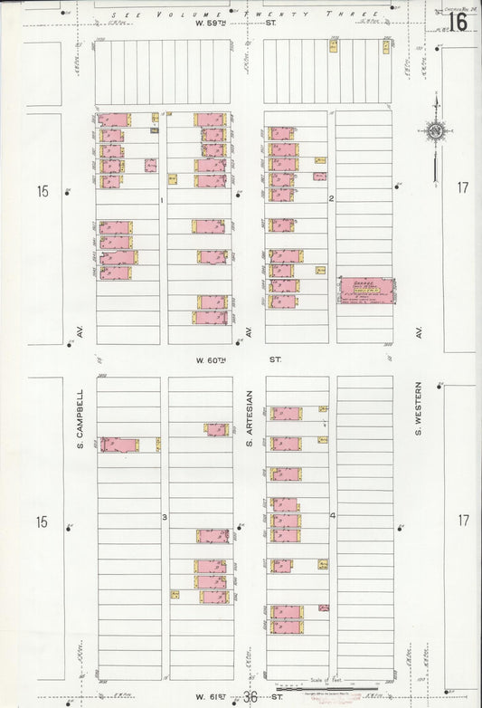 Sanborn Fire Insurance Map from Chicago, Cook County, Illinois (1920), Sheet #0016 - Historic Sanborn Fire Insurance Map Print, vintage old map wall art, antique decor, genealogy gift, Illinois Illinois map