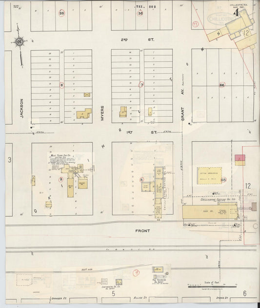 Sanborn Fire Insurance Map from Chillicothe, Hardeman County, Texas (1941), Sheet #0004 - Historic Sanborn Fire Insurance Map Print, vintage old map wall art, antique decor, genealogy gift, Texas Texas map
