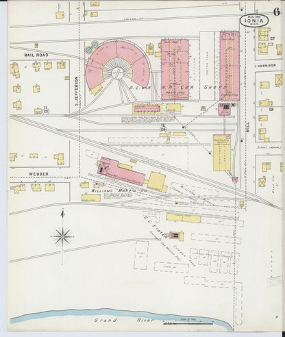 Sanborn Fire Insurance Map from Ionia, Ionia County, Michigan (1895), Sheet #0006 - Complete Map Set gallery image, historic Sanborn map, vintage wall art, Michigan Michigan