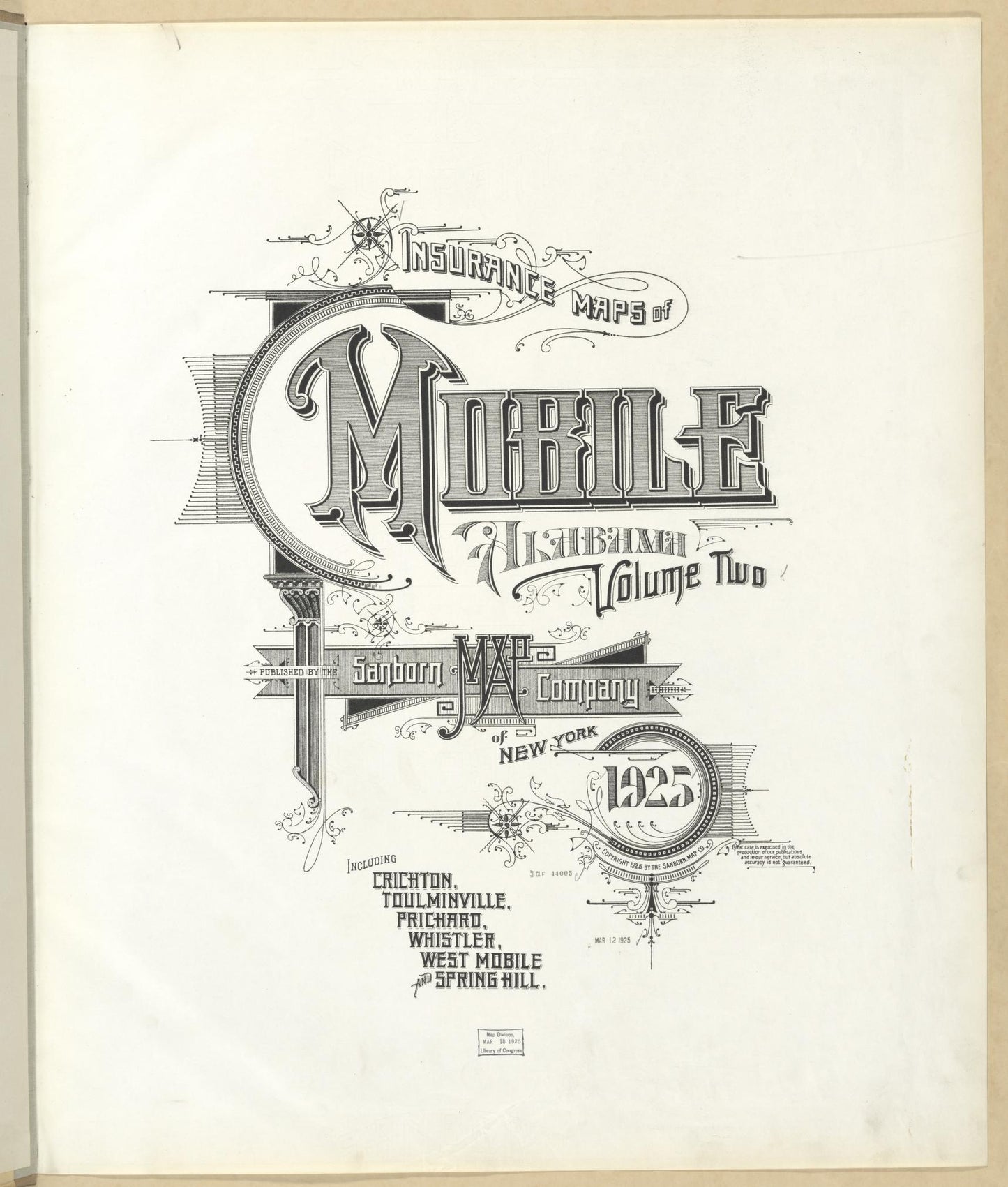 Sanborn Fire Insurance Map from Mobile, Mobile County, Alabama (1925), Sheet #0001 - Historic Sanborn Fire Insurance Map Print, vintage old map wall art, antique decor, genealogy gift, Alabama Alabama map