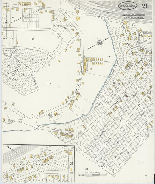 Sanborn Fire Insurance Map from Turtle Creek Valley, Allegheny County, Pennsylvania (1919), Sheet #0021 - Historic Sanborn Fire Insurance Map Print, vintage old map wall art, antique decor, genealogy gift, Pennsylvania Pennsylvania map