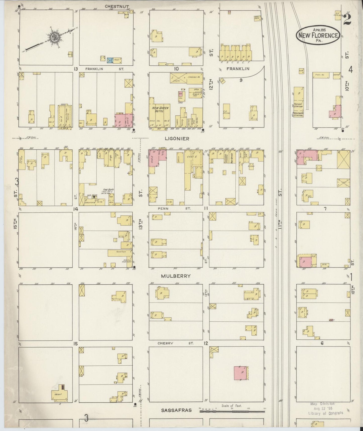 Sanborn Fire Insurance Map from New Florence, Westmoreland County, Pennsylvania (1915), Sheet #0002 - Complete Map Set gallery image, historic Sanborn map, vintage wall art, Pennsylvania Pennsylvania