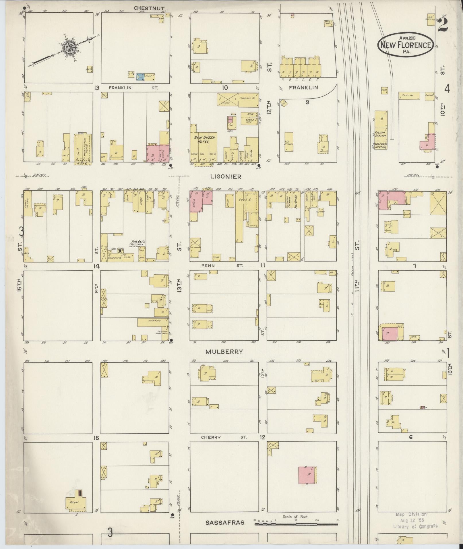 Sanborn Fire Insurance Map from New Florence, Westmoreland County, Pennsylvania (1915), Sheet #0002 - Complete Map Set gallery image, historic Sanborn map, vintage wall art, Pennsylvania Pennsylvania