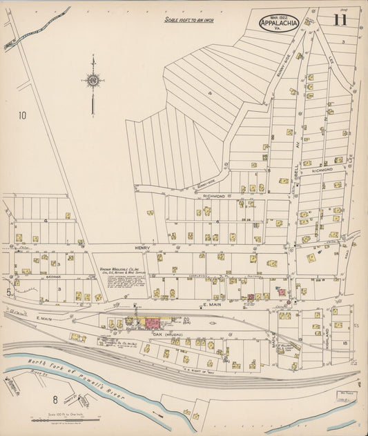 Sanborn Fire Insurance Map from Appalachia, Wise County, Virginia (1922), Sheet #0011 - Historic Sanborn Fire Insurance Map Print, vintage old map wall art, antique decor, genealogy gift, Virginia Virginia map