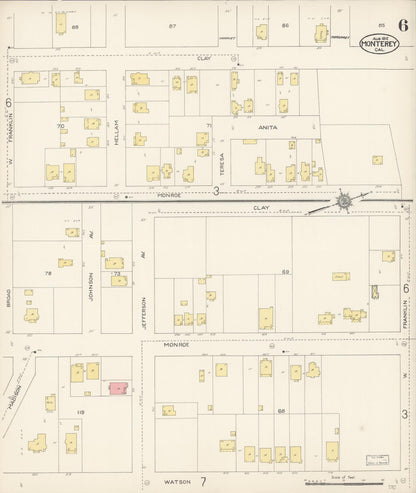 Sanborn Fire Insurance Map from Monterey, Monterey County, California (1912), Sheet #0006 - Historic Sanborn Fire Insurance Map Print, vintage old map wall art, antique decor, genealogy gift, California California map