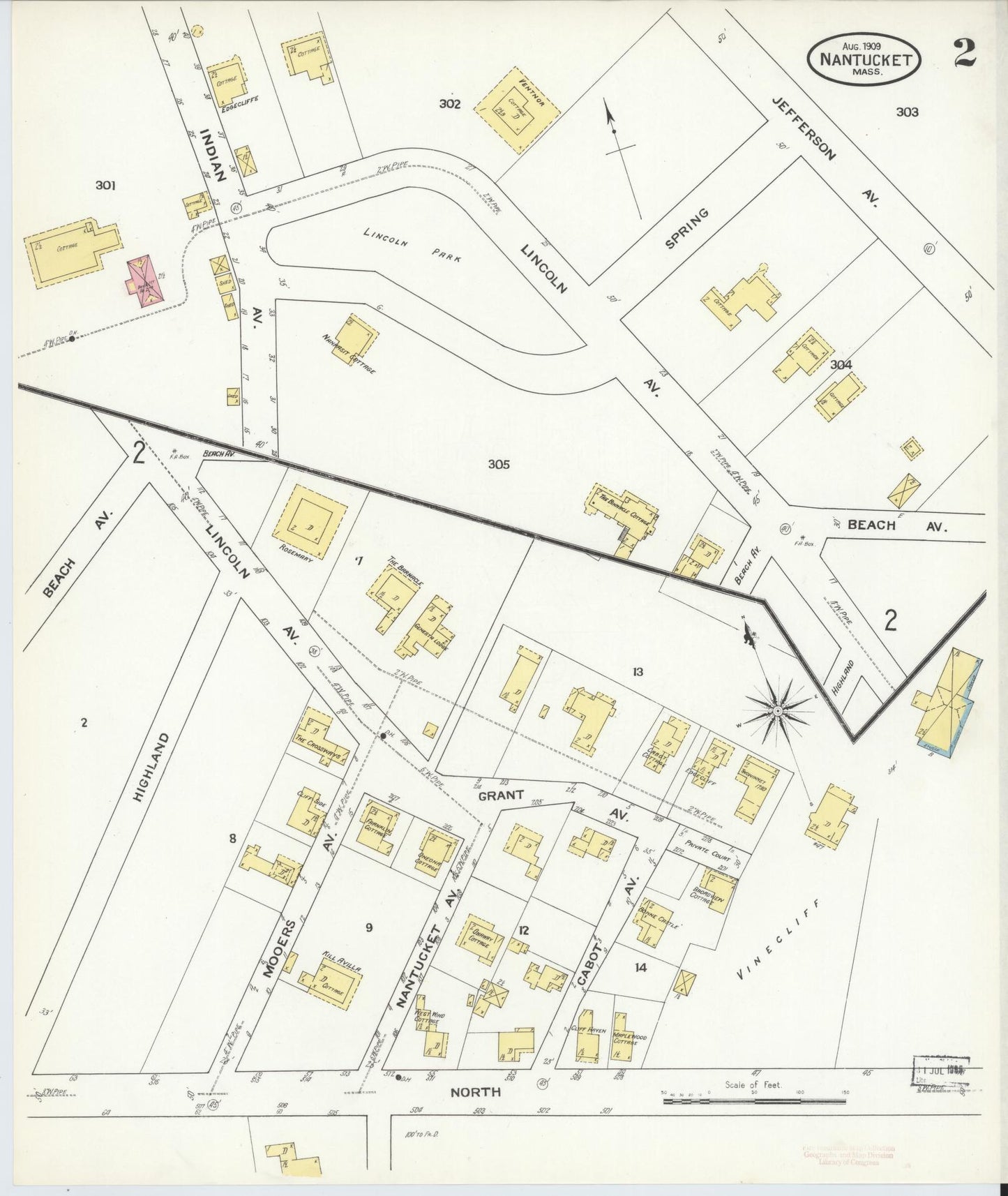 Sanborn Fire Insurance Map from Nantucket, Nantucket County, Massachusetts (1909), Sheet #0002 - Complete Map Set gallery image, historic Sanborn map, vintage wall art, Massachusetts Massachusetts