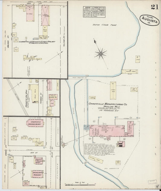 Sanborn Fire Insurance Map from Augusta, Richmond County, Georgia (1884), Sheet #0021 - Historic Sanborn Fire Insurance Map Print, vintage old map wall art, antique decor, genealogy gift, Georgia Georgia map
