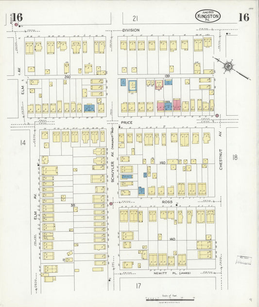 Sanborn Fire Insurance Map from Kingston, Luzerne County, Pennsylvania (1925), Sheet #0016 - Historic Sanborn Fire Insurance Map Print, vintage old map wall art, antique decor, genealogy gift, Pennsylvania Pennsylvania map