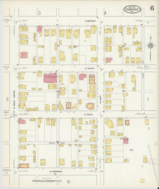 Sanborn Fire Insurance Map from Somerset, Somerset County, Pennsylvania (1917), Sheet #0006 - Historic Sanborn Fire Insurance Map Print, vintage old map wall art, antique decor, genealogy gift, Pennsylvania Pennsylvania map