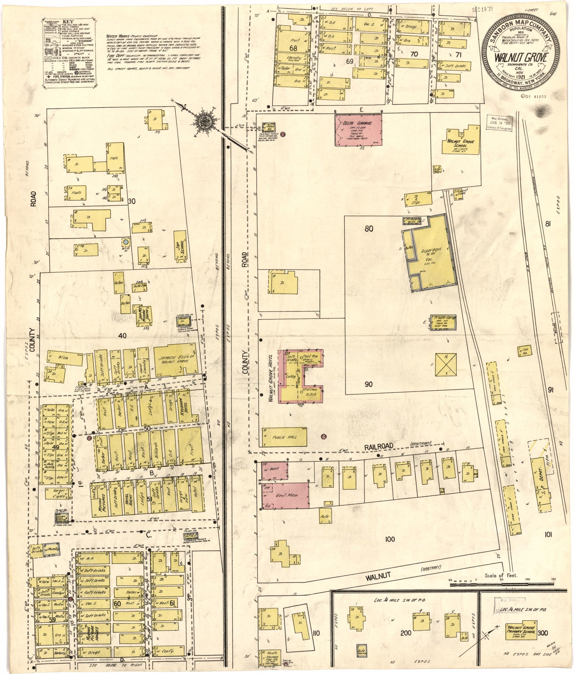 Sanborn Fire Insurance Map from Walnut Grove, Sacramento County, California. (1921) – Historic Sanborn Fire Insurance Map Print
