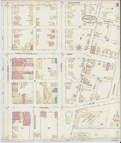 Sanborn Fire Insurance Map from Union City, Randolph County, Indiana (1885), Sheet #0003 - Complete Map Set gallery image, historic Sanborn map, vintage wall art, Indiana Indiana
