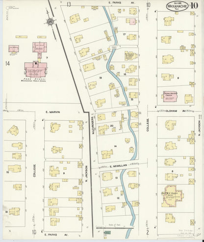 Sanborn Fire Insurance Map from Waxahachie, Ellis County, Texas (1909), Sheet #0010 - Complete Map Set gallery image, historic Sanborn map, vintage wall art, Texas Texas