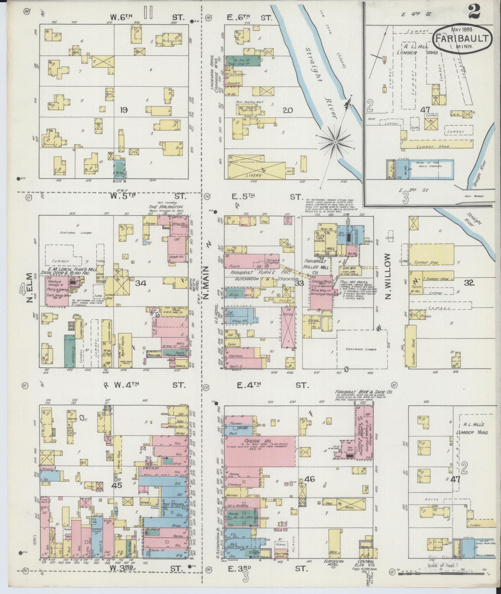 Sanborn Fire Insurance Map from Faribault, Rice County, Minnesota (1893), Sheet #0002 - Historic Sanborn Fire Insurance Map Print, vintage old map wall art, antique decor, genealogy gift, Minnesota Minnesota map