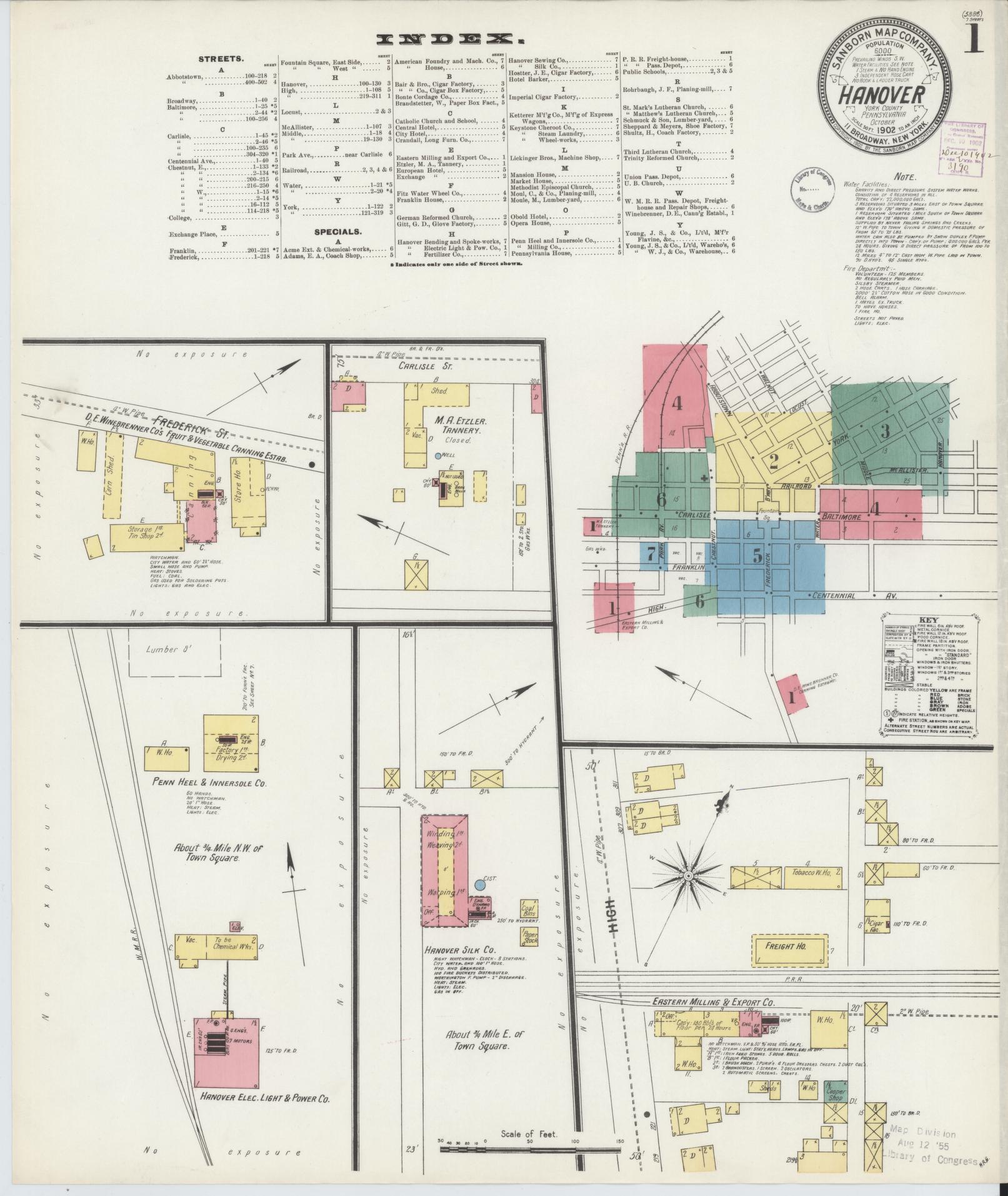 Sanborn Fire Insurance Map from Hanover, York County, Pennsylvania. (1902) – Historic Sanborn Fire Insurance Map Print
