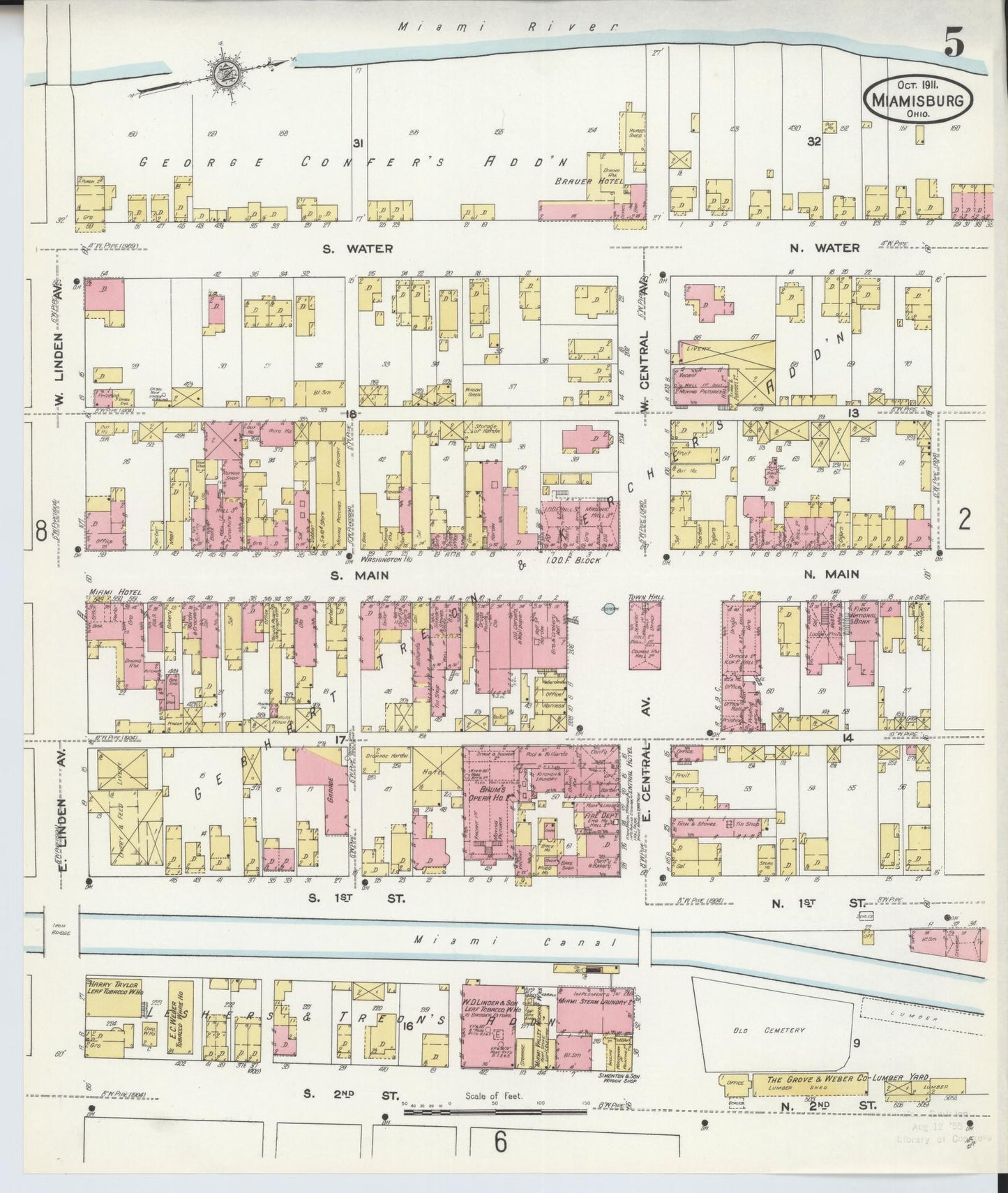 Sanborn Fire Insurance Map from Miamisburg, Montgomery County, Ohio (1911), Sheet #0005 - Complete Map Set gallery image, historic Sanborn map, vintage wall art, Ohio Ohio