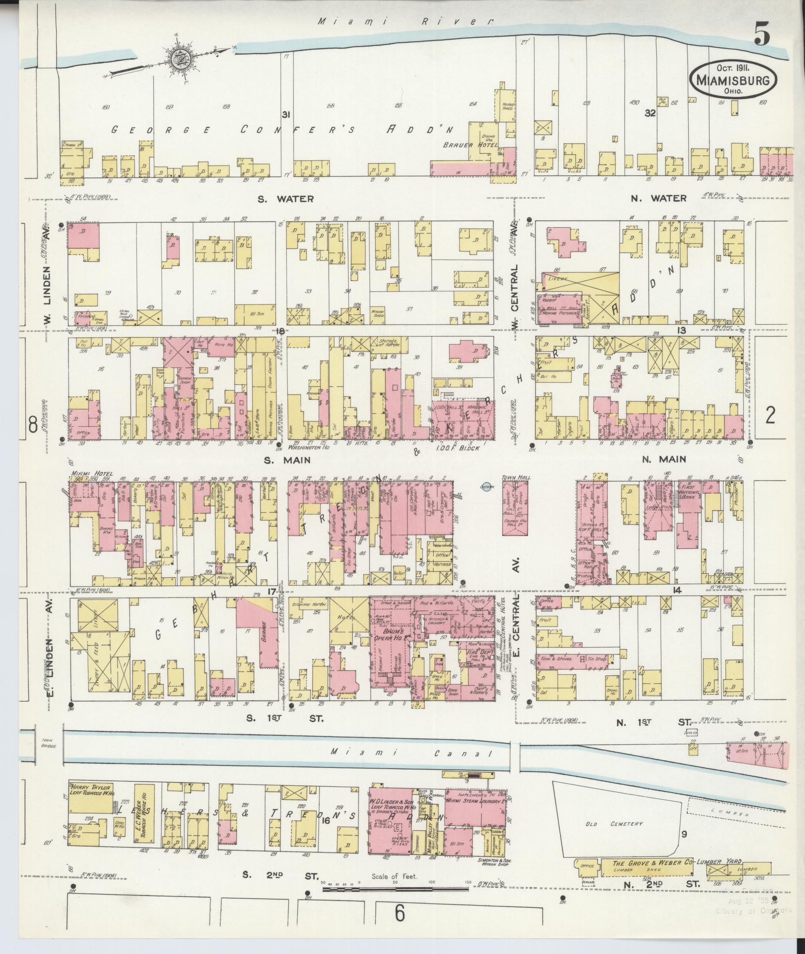Sanborn Fire Insurance Map from Miamisburg, Montgomery County, Ohio (1911), Sheet #0005 - Complete Map Set gallery image, historic Sanborn map, vintage wall art, Ohio Ohio