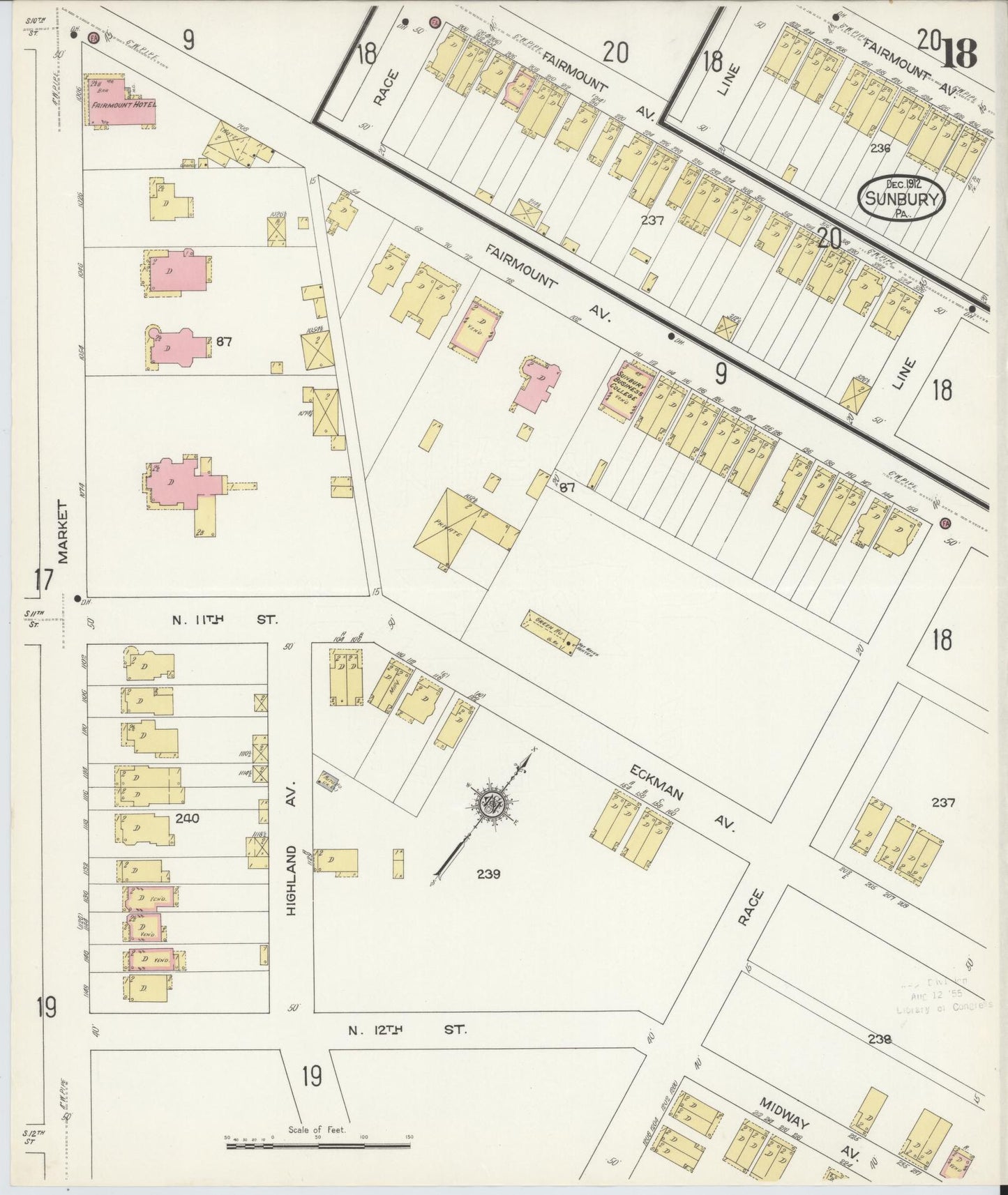 Sanborn Fire Insurance Map from Sunbury, Northumberland County, Pennsylvania (1912), Sheet #0018 - Complete Map Set gallery image, historic Sanborn map, vintage wall art, Pennsylvania Pennsylvania