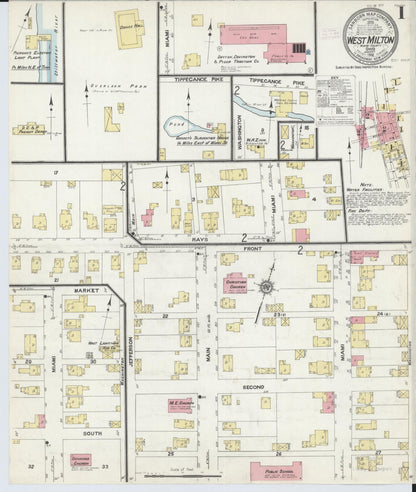 Sanborn Fire Insurance Map from West Milton, Miami County, Ohio (1912), Sheet #0001 - Complete Map Set gallery image, historic Sanborn map, vintage wall art, Ohio Ohio