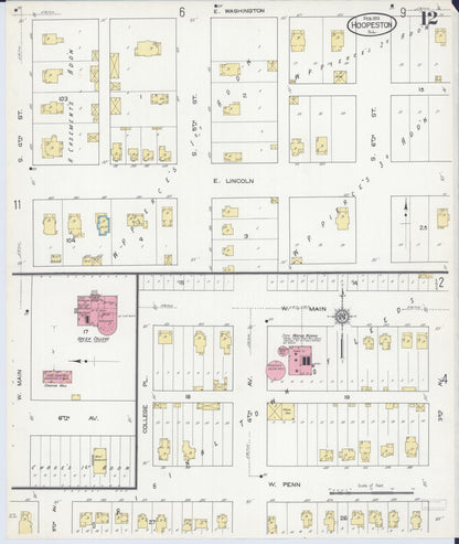 Sanborn Fire Insurance Map from Hoopeston, Vermilion County, Illinois (1913), Sheet #0012 - Historic Sanborn Fire Insurance Map Print, vintage old map wall art, antique decor, genealogy gift, Illinois Illinois map