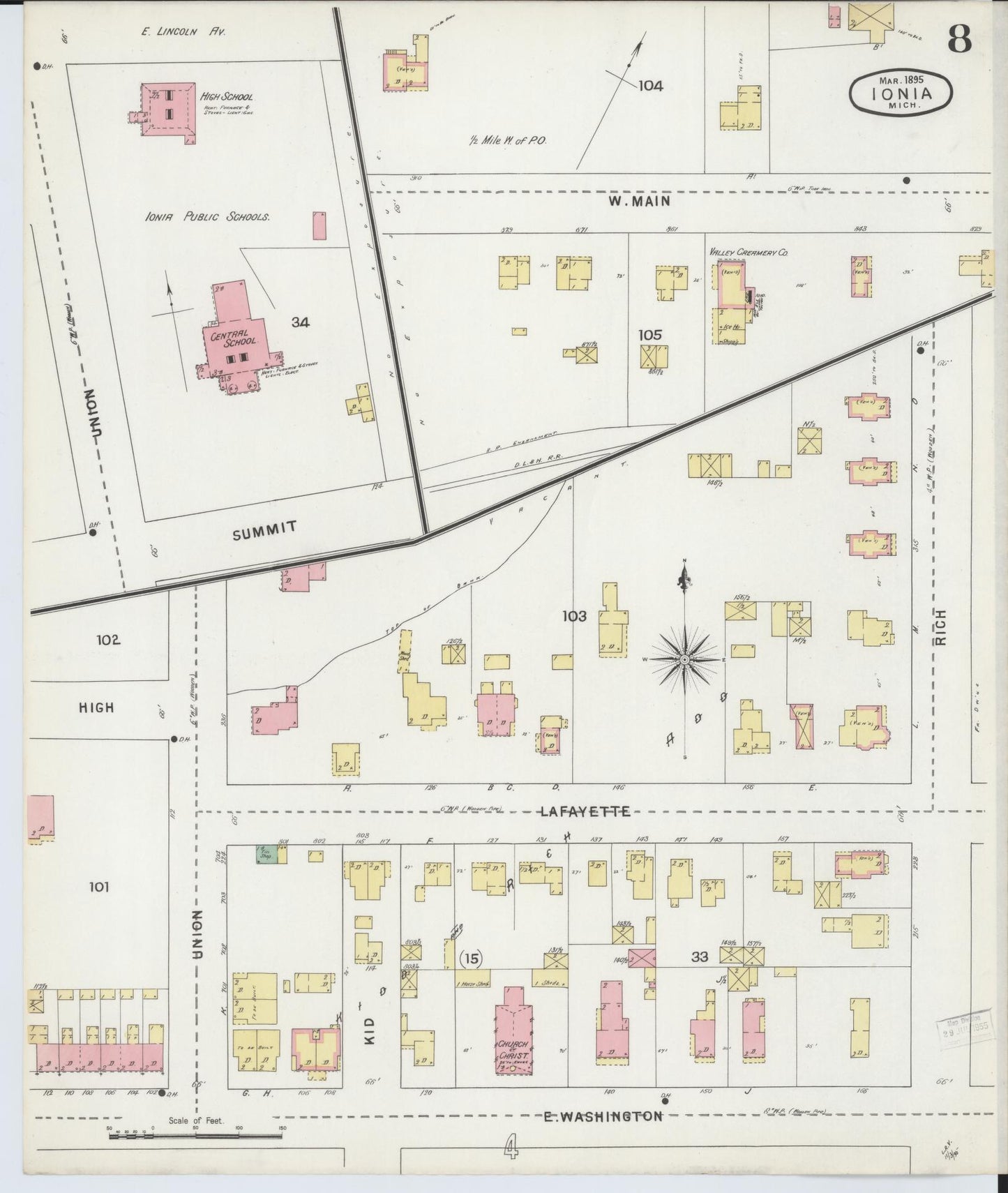 Sanborn Fire Insurance Map from Ionia, Ionia County, Michigan (1895), Sheet #0008 - Complete Map Set gallery image, historic Sanborn map, vintage wall art, Michigan Michigan