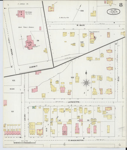 Sanborn Fire Insurance Map from Ionia, Ionia County, Michigan (1895), Sheet #0008 - Complete Map Set gallery image, historic Sanborn map, vintage wall art, Michigan Michigan