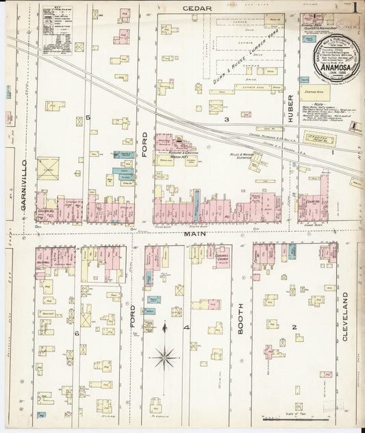 Sanborn Fire Insurance Map from Anamosa, Jones County, Iowa (1886), Sheet #0001 - Historic Sanborn Fire Insurance Map Print, vintage old map wall art