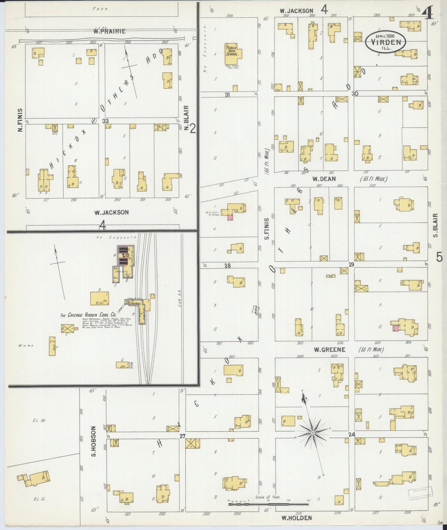 Sanborn Fire Insurance Map from Virden, Macoupin County, Illinois (1900), Sheet #0004 - Complete Map Set gallery image, historic Sanborn map, vintage wall art, Illinois Illinois