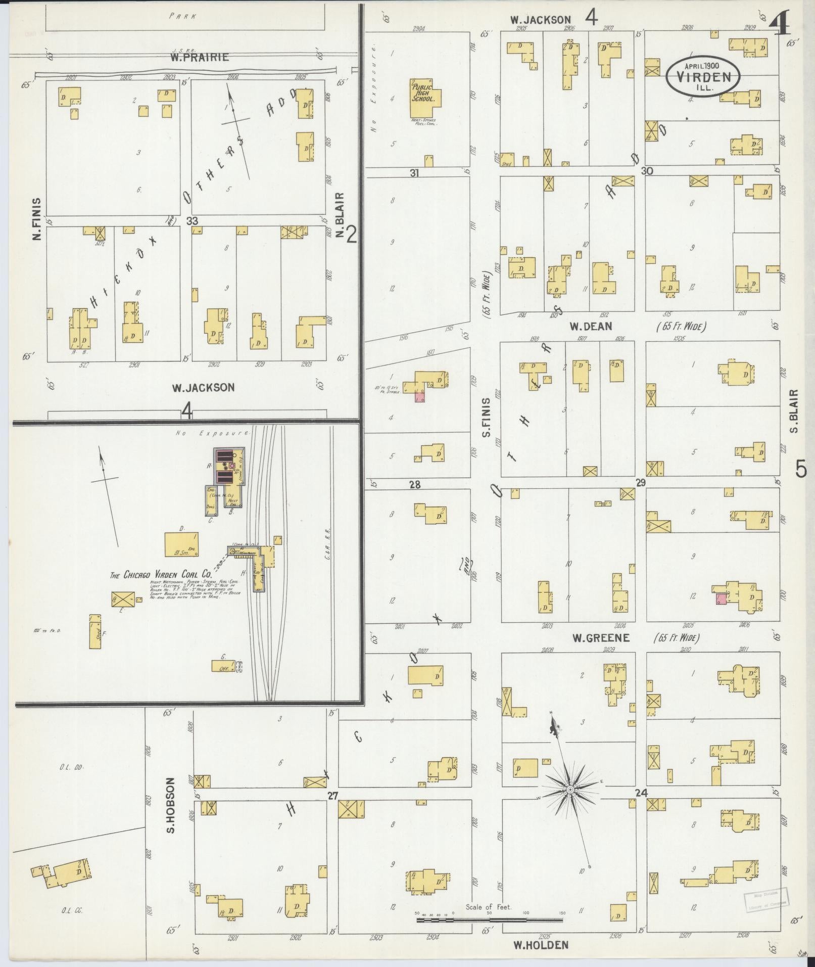 Sanborn Fire Insurance Map from Virden, Macoupin County, Illinois (1900), Sheet #0004 - Complete Map Set gallery image, historic Sanborn map, vintage wall art, Illinois Illinois