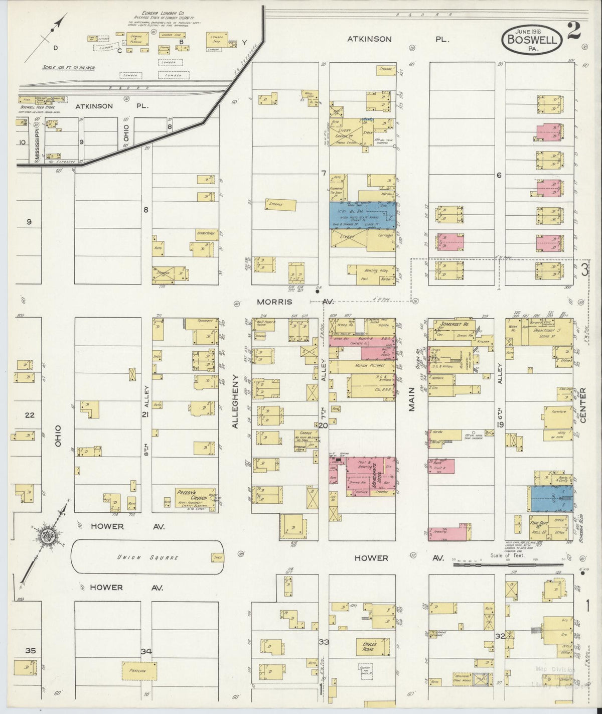 Sanborn Fire Insurance Map from Boswell, Somerset County, Pennsylvania (1916), Sheet #0002 - Complete Map Set gallery image, historic Sanborn map, vintage wall art, Pennsylvania Pennsylvania