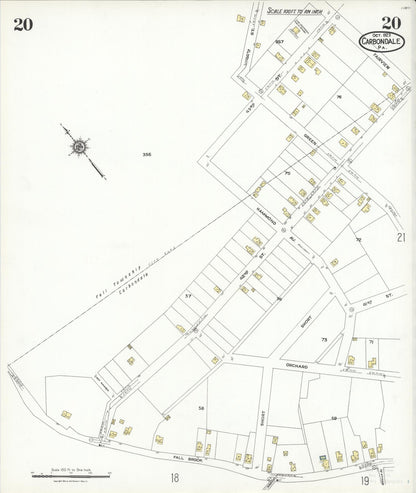 Sanborn Fire Insurance Map from Carbondale, Lackawanna County, Pennsylvania (1923), Sheet #0020 - Historic Sanborn Fire Insurance Map Print, vintage old map wall art, antique decor, genealogy gift, Pennsylvania Pennsylvania map