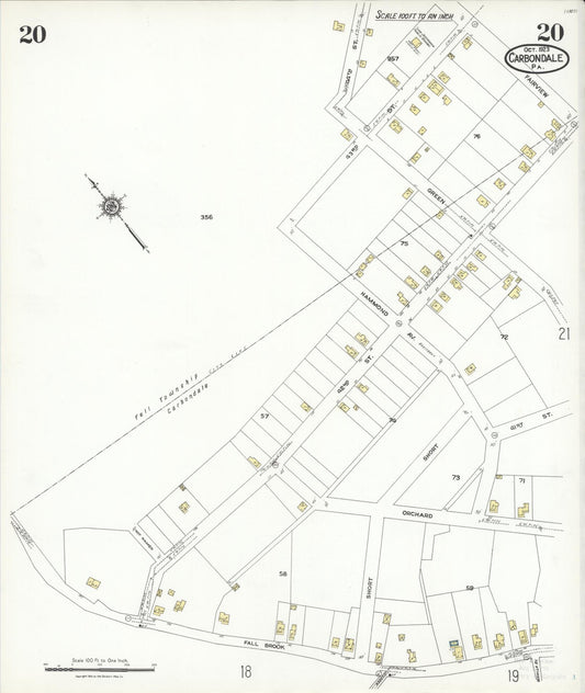 Sanborn Fire Insurance Map from Carbondale, Lackawanna County, Pennsylvania (1923), Sheet #0020 - Historic Sanborn Fire Insurance Map Print, vintage old map wall art, antique decor, genealogy gift, Pennsylvania Pennsylvania map
