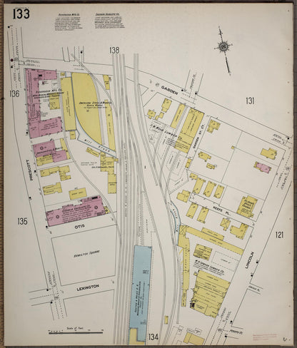 Sanborn Fire Insurance Map from Worcester, Worcester County, Massachusetts (1910), Sheet #0133 - Historic Sanborn Fire Insurance Map Print, vintage old map wall art, antique decor, genealogy gift, Massachusetts Massachusetts map