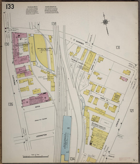 Sanborn Fire Insurance Map from Worcester, Worcester County, Massachusetts (1910), Sheet #0133 - Historic Sanborn Fire Insurance Map Print, vintage old map wall art, antique decor, genealogy gift, Massachusetts Massachusetts map