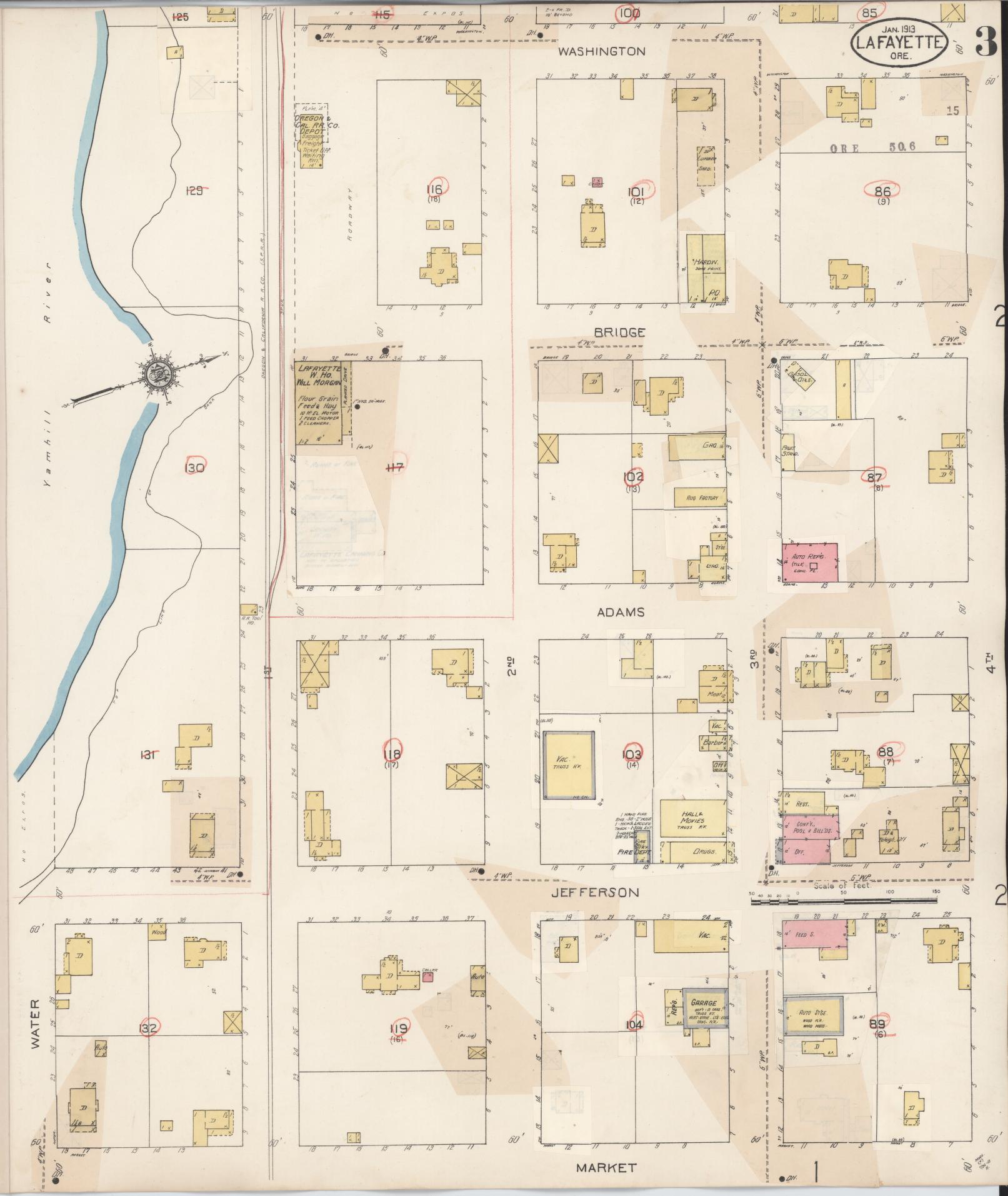 Sanborn Fire Insurance Map from Lafayette, Yamhill County, Oregon (1931), Sheet #0003 - Complete Map Set gallery image, historic Sanborn map, vintage wall art, Oregon Oregon