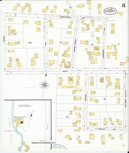 Sanborn Fire Insurance Map from Newport, Orleans County, Vermont (1905), Sheet #0008 - Complete Map Set gallery image, historic Sanborn map, vintage wall art, Vermont Vermont