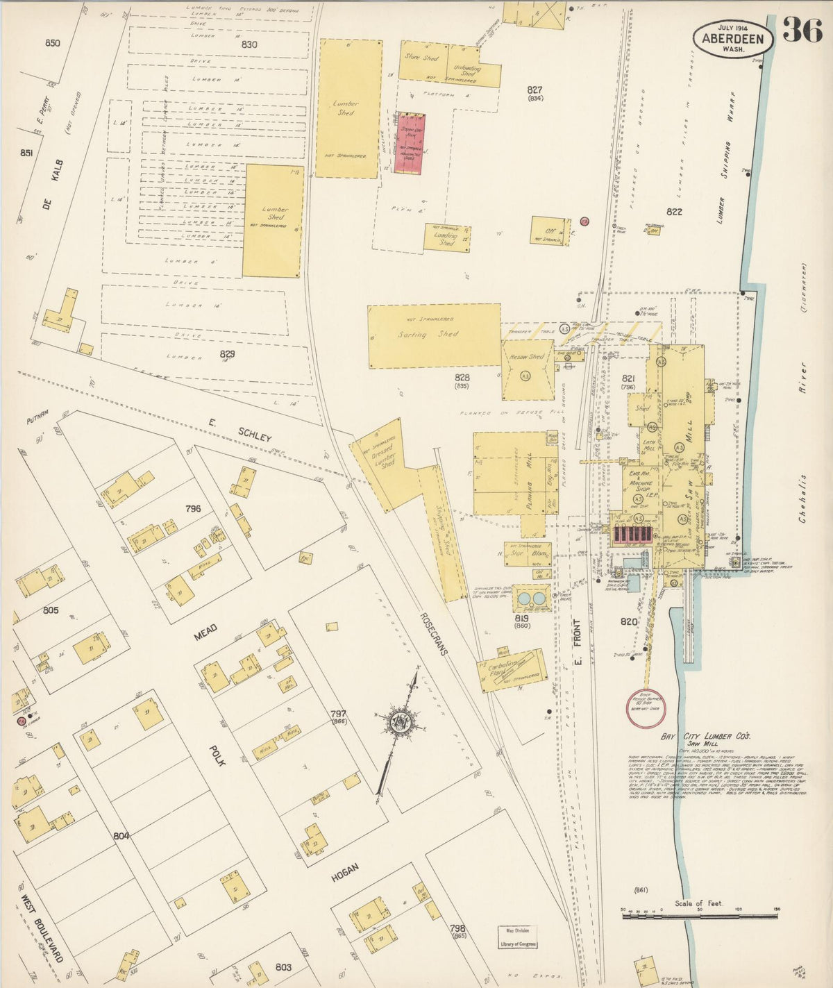 Sanborn Fire Insurance Map from Aberdeen, Grays Harbor County, Washington (1914), Sheet #0036 - Complete Map Set gallery image, historic Sanborn map, vintage wall art, Washington Washington