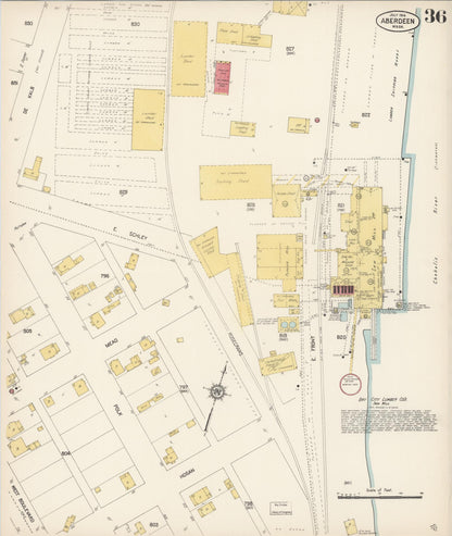Sanborn Fire Insurance Map from Aberdeen, Grays Harbor County, Washington (1914), Sheet #0036 - Complete Map Set gallery image, historic Sanborn map, vintage wall art, Washington Washington