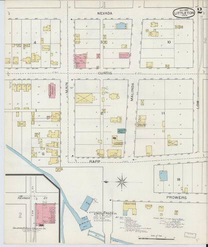 Sanborn Fire Insurance Map from Littleton, Arapahoe County, Colorado (1893), Sheet #0002 - Complete Map Set gallery image, historic Sanborn map, vintage wall art, Colorado Colorado