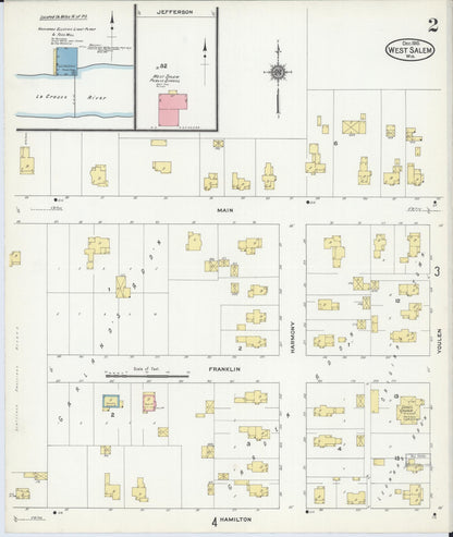 Sanborn Fire Insurance Map from West Salem, La Crosse County, Wisconsin (1910), Sheet #0002 - Complete Map Set gallery image, historic Sanborn map, vintage wall art, Wisconsin Wisconsin
